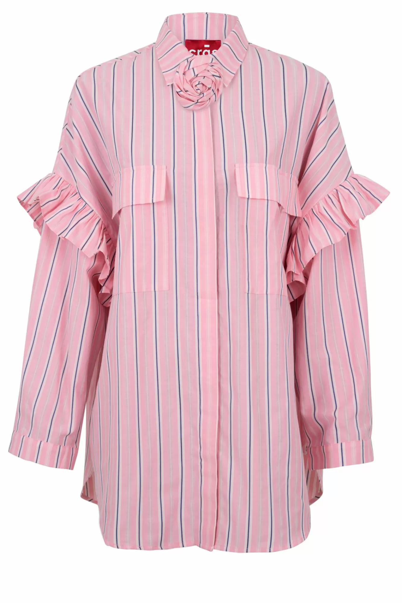 Cras Cph Skjorter<Flower Shirt - Pink Blue Stripe
